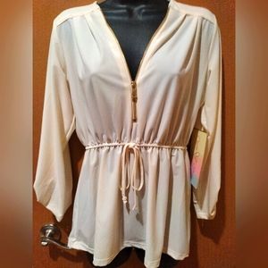TTL New Coco and Shay Long Sleeve Cream Size Medium Shirt